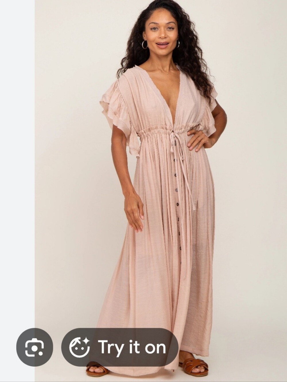 0 Sweet Love Blush Maxi Dress with Tie Waist Small